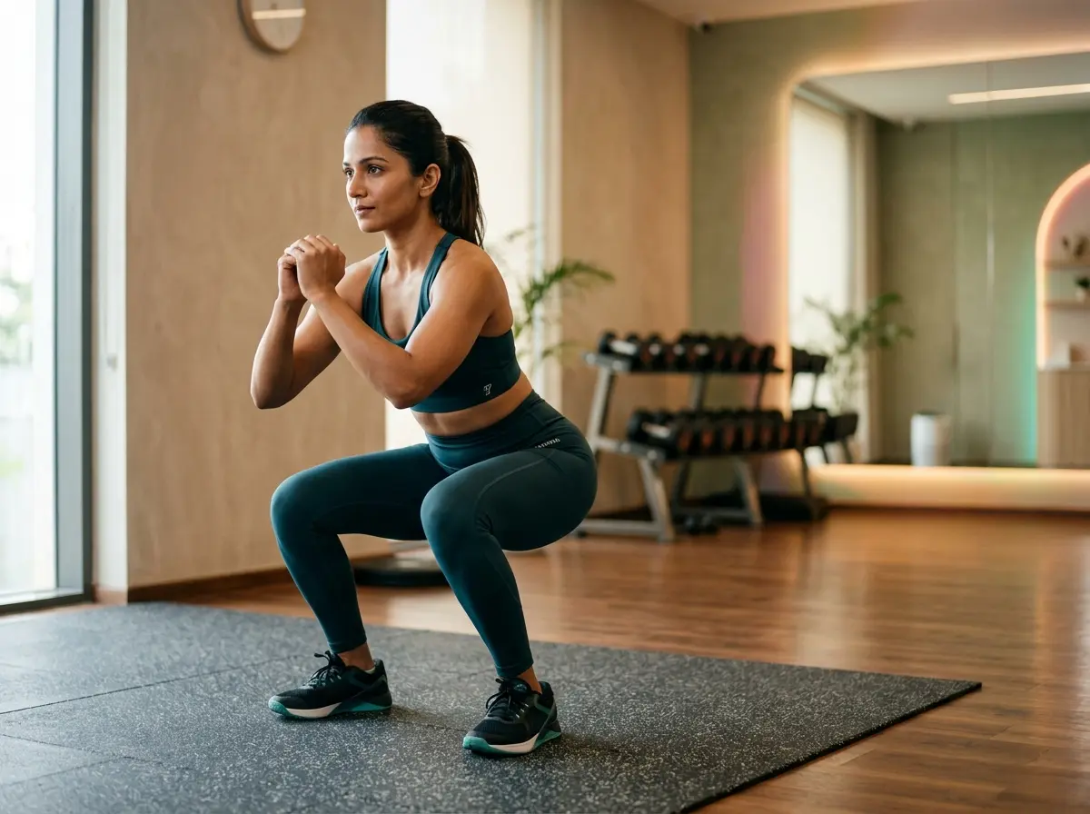 Woman performing time-efficient HIIT routine for fast fat burning and stamina